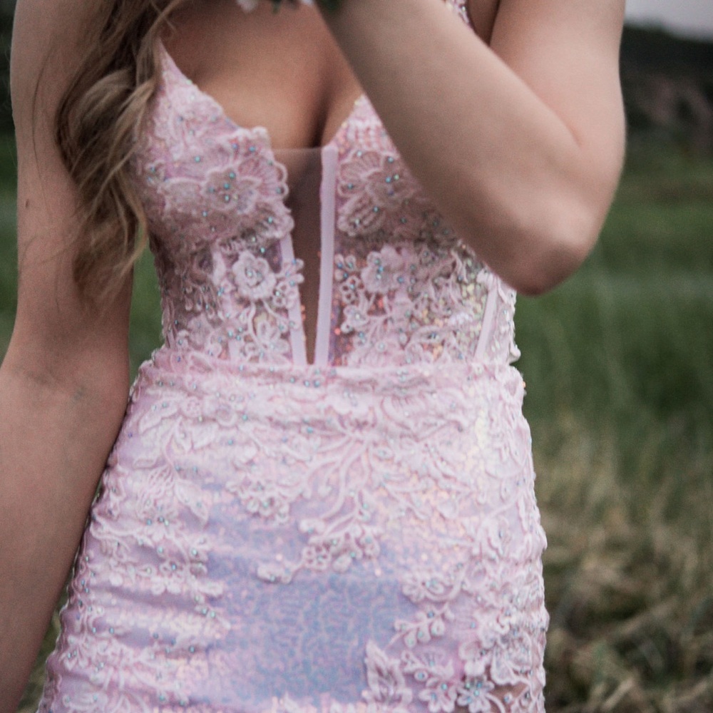 Elegant Pink Lace Dress